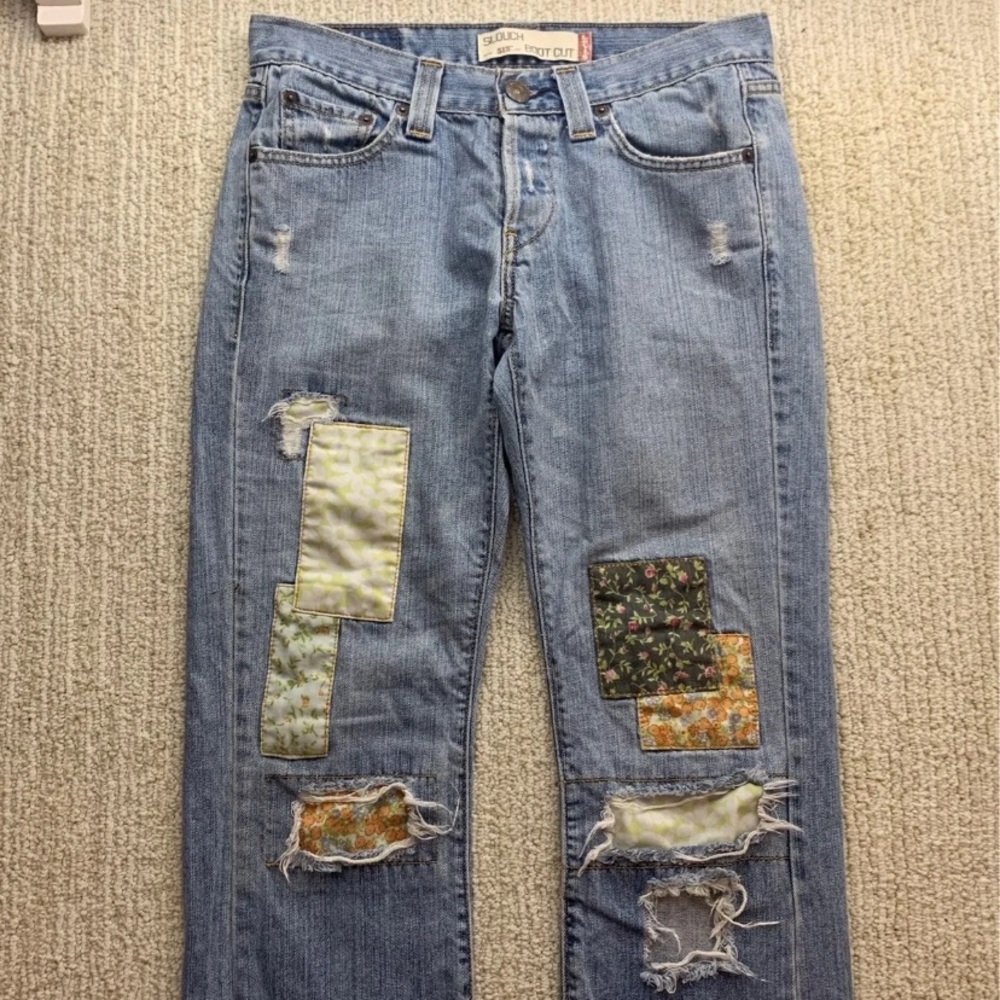 Vintage Rare Levi Patchwork 513 Bootcut Jeans